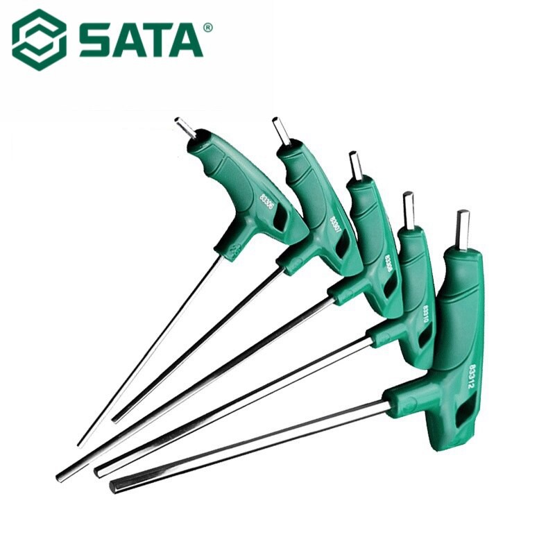 Chìa lục giác cầm tay chữ T hiệu Sata nhiều size  2.0mm - 83305 , 2.5mm - 83306 , 3.0mm - 83307 , 4.0mm - 83308 , 5.0mm -  83310 , 6.0mm - 83312 , 7.0mm - 83313 , 8.0mm - 83314 , 10mm - 83316