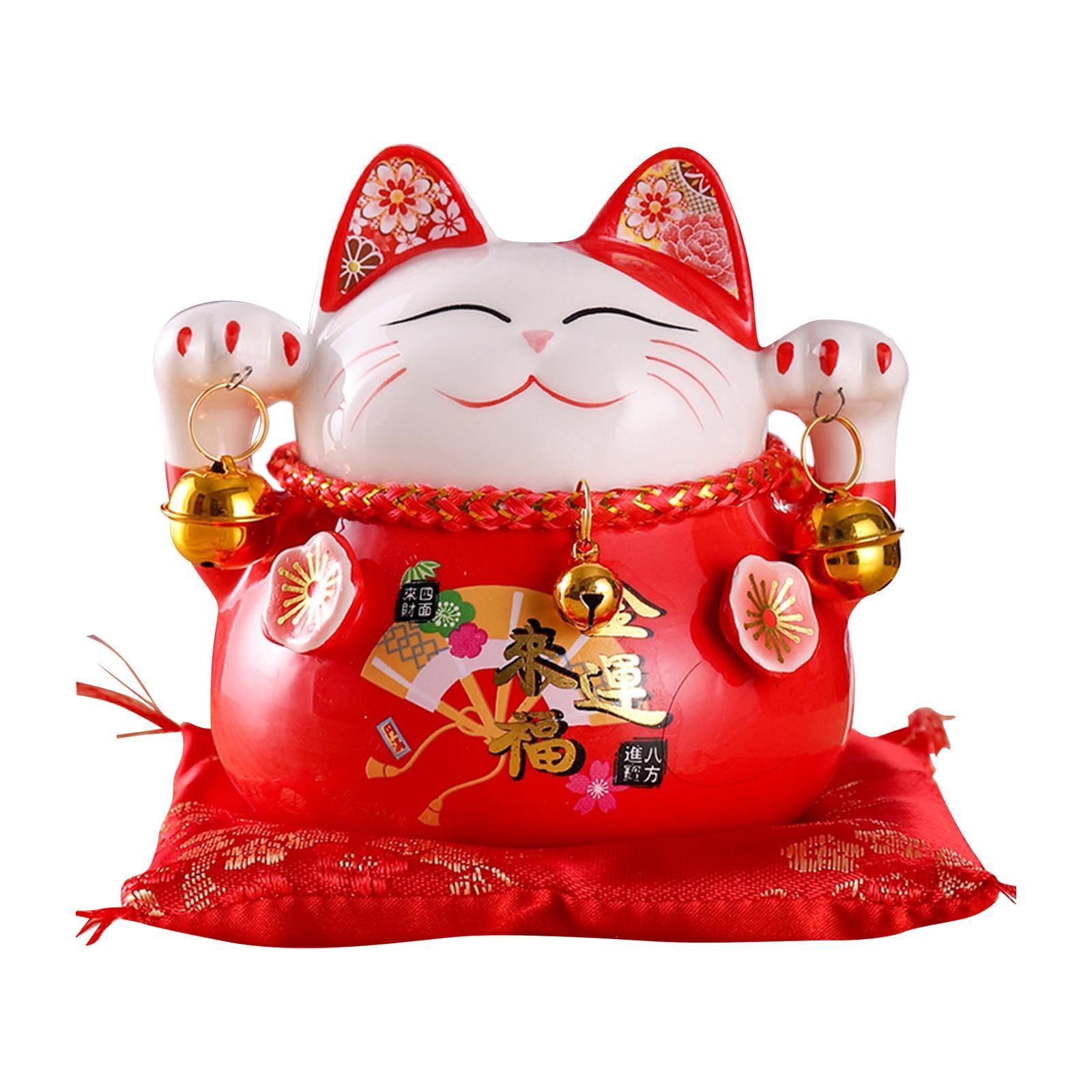 Fortune Cat Piggy Bank Japanese Decor Fengshui Creative Wealth for Home