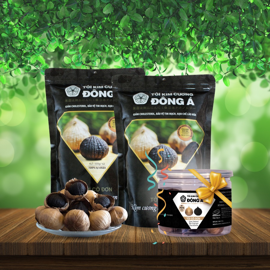 Combo 2 Túi Tỏi đen Kim cương Đông Á 500g + Tặng 01 Hộp Tỏi đen 100g