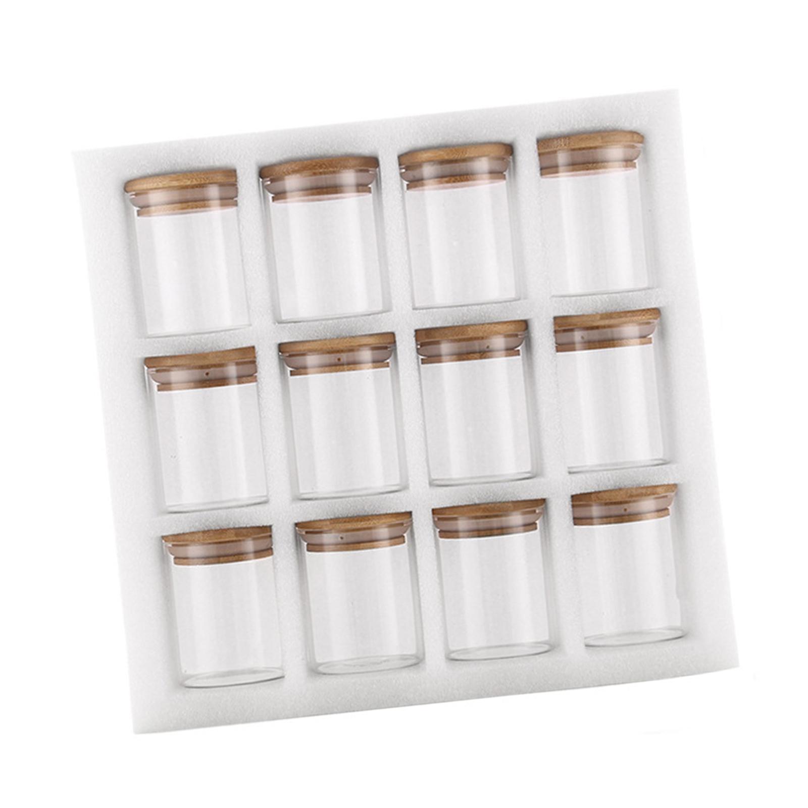 12Pcs Storage Jar with Bamboo Lid Organizer Food Storage Jar for Candy