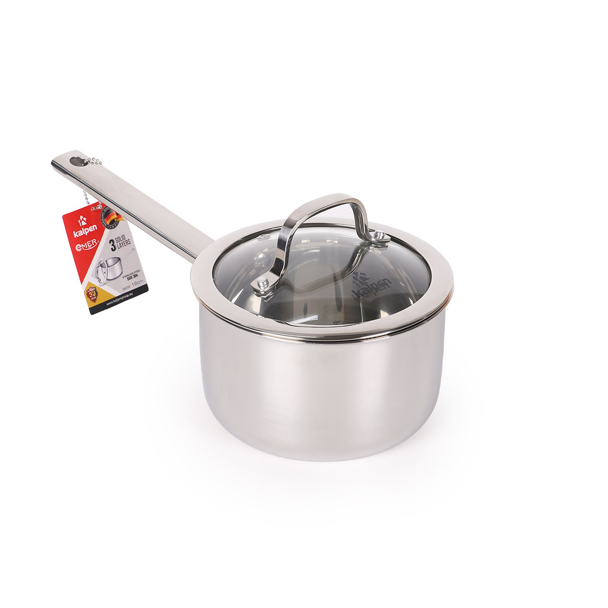 Quánh inox 3 lớp liền khối Kalpen Emer EM16 size 16cm - Hàng Đức, bảo hành 30 năm