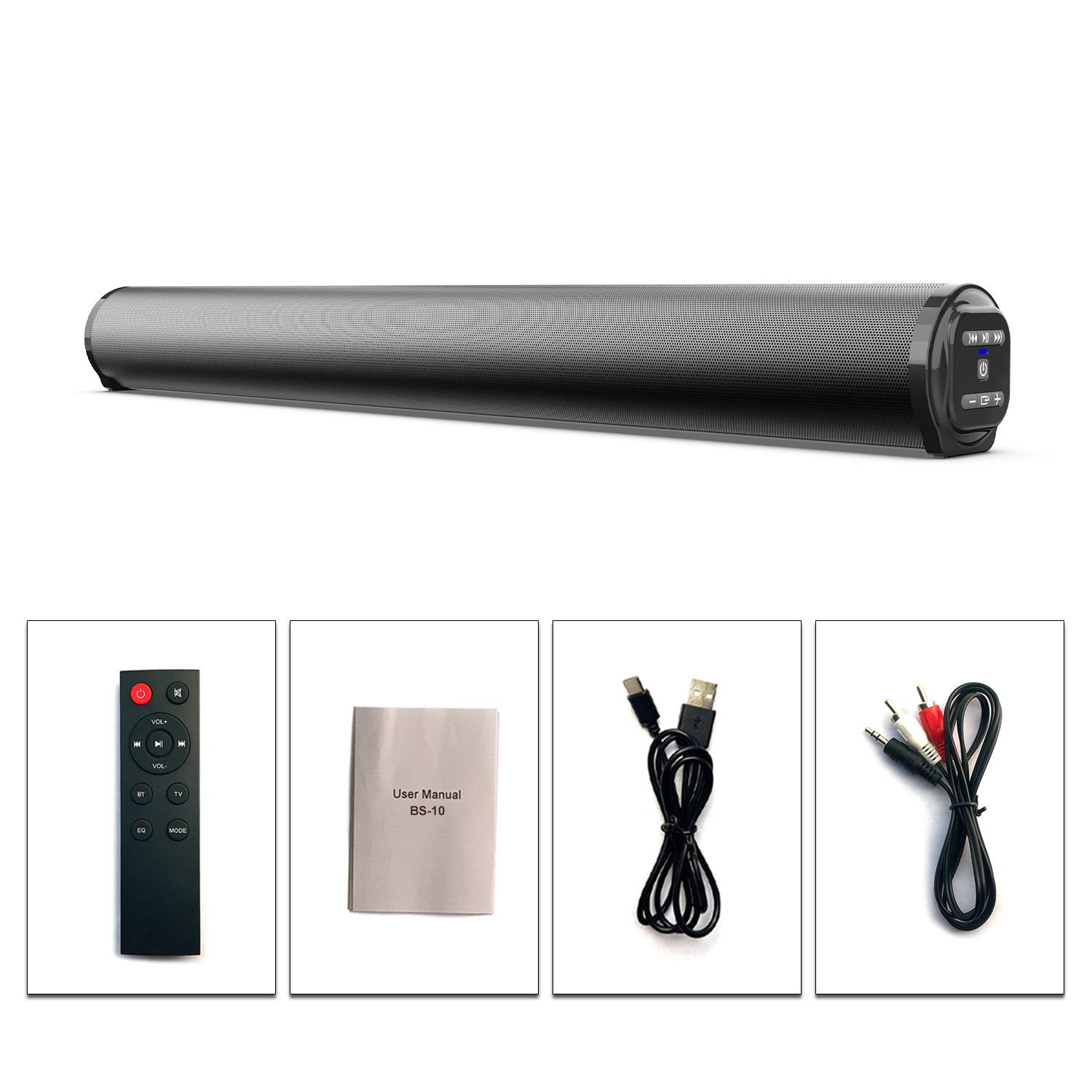 Loa di động Soundbar Blaster Loa Bluetooth Loa siêu trầm TV Máy chiếu Máy tính để bàn TV gia đình Ngoài trời Âm thanh siêu công suất Sound Bar BS-10 Màu sắc: Đen