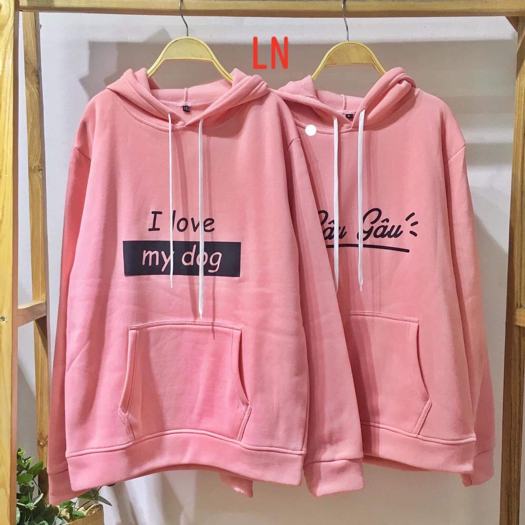 Áo đôi hoodie gâu gâu và con chó LNG1119