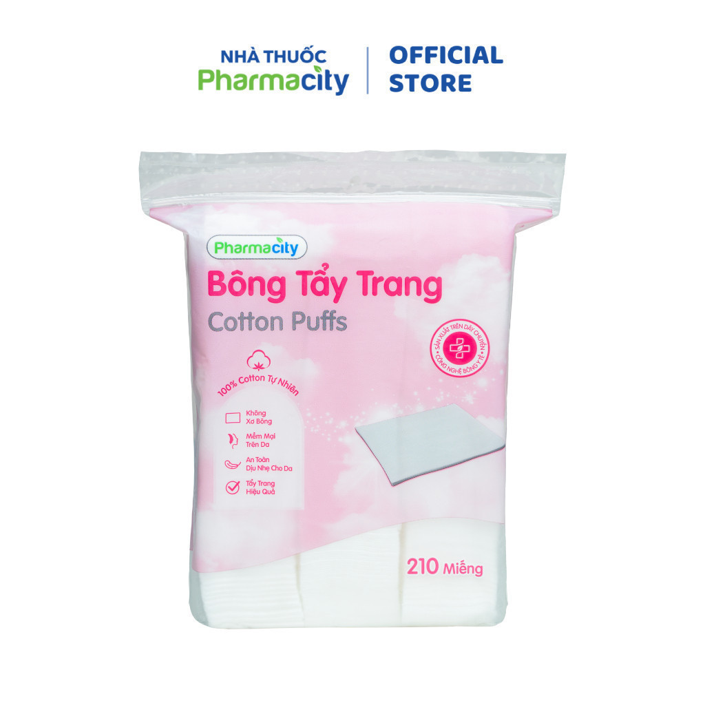 Bông tẩy trang dạng túi lớn tiết kiệm Pharmacity (210 miếng)