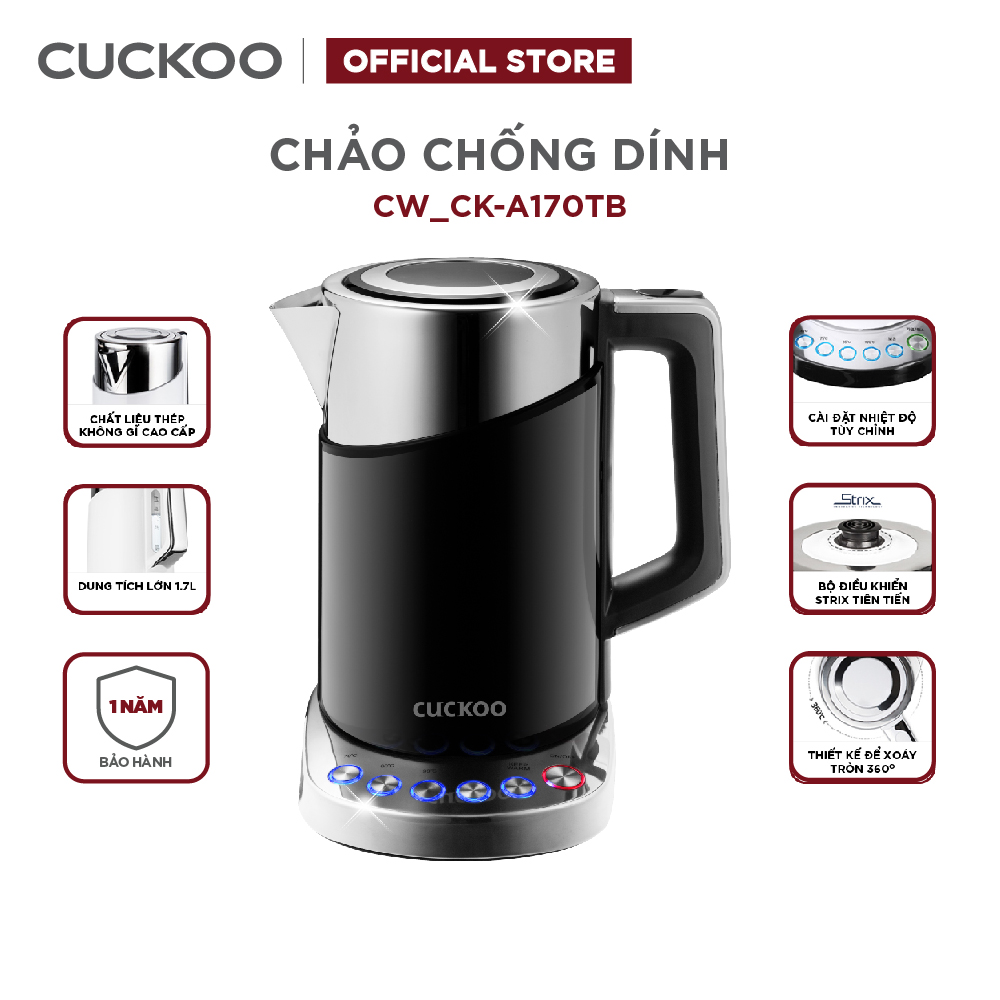 Bình đun siêu tốc đa năng Cuckoo CK-A170T dung tích lớn 1.7L - 1850W - Điều chỉnh nhiệt độ nước - Hàng chính hãng