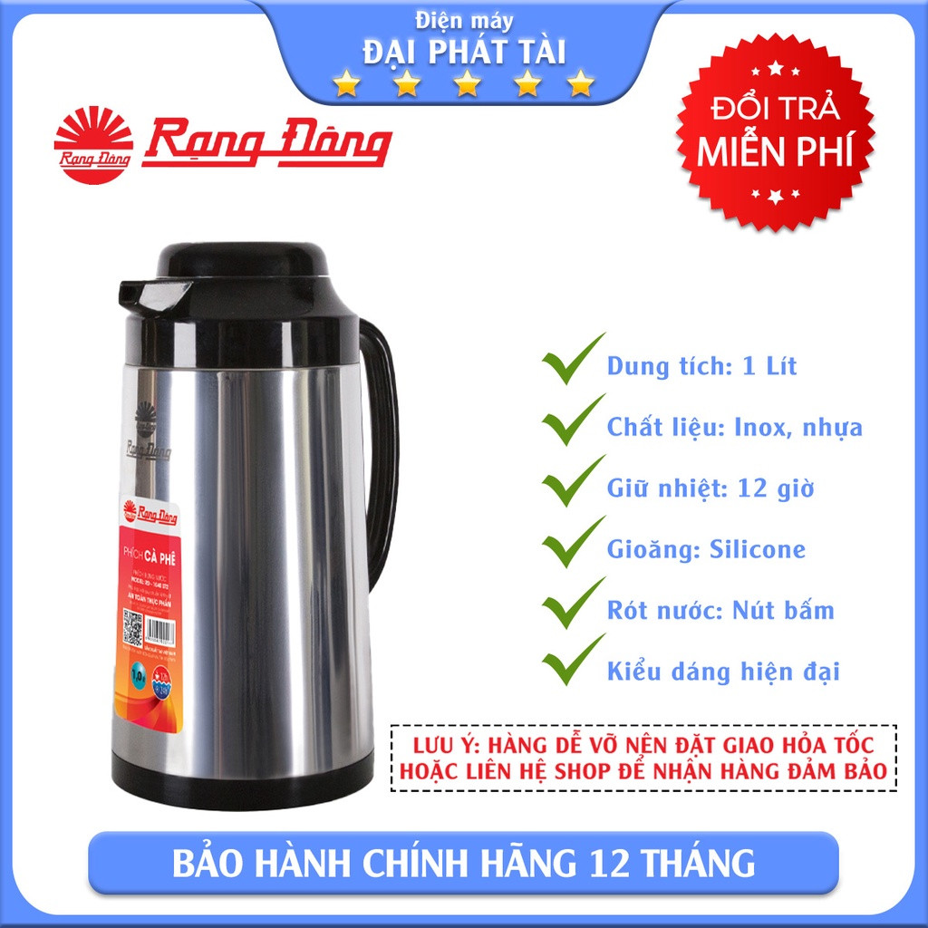 Bình Thủy Inox Rạng Đông RD1040 ST2 (1L)