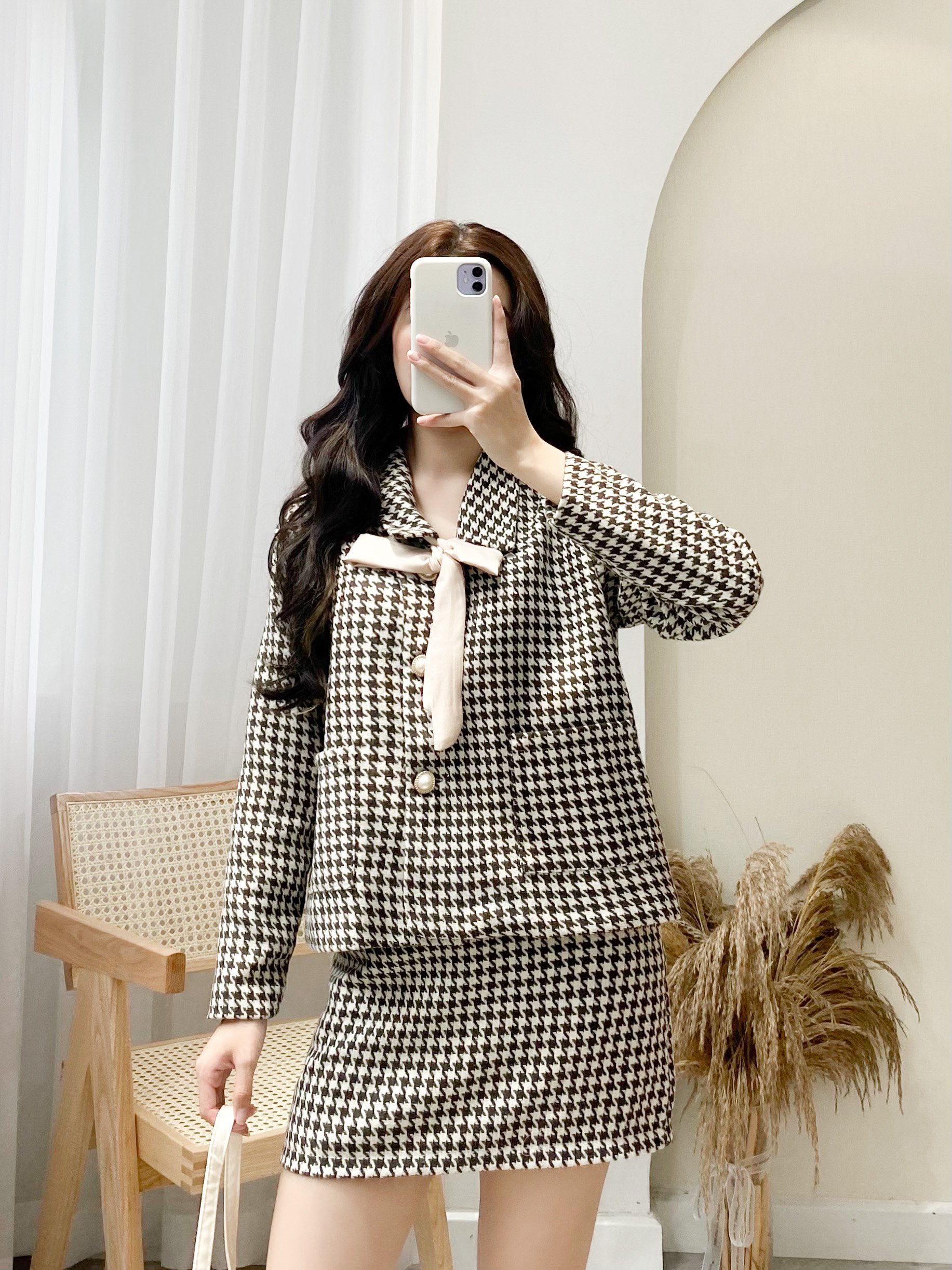 Set Áo Chân Váy Thu Đông Hàng Thiết Kế Cao Cấp Chất Liệu Dạ Tweed Hiện Đại - Thời Trang Thiết Kế Style By MM - M