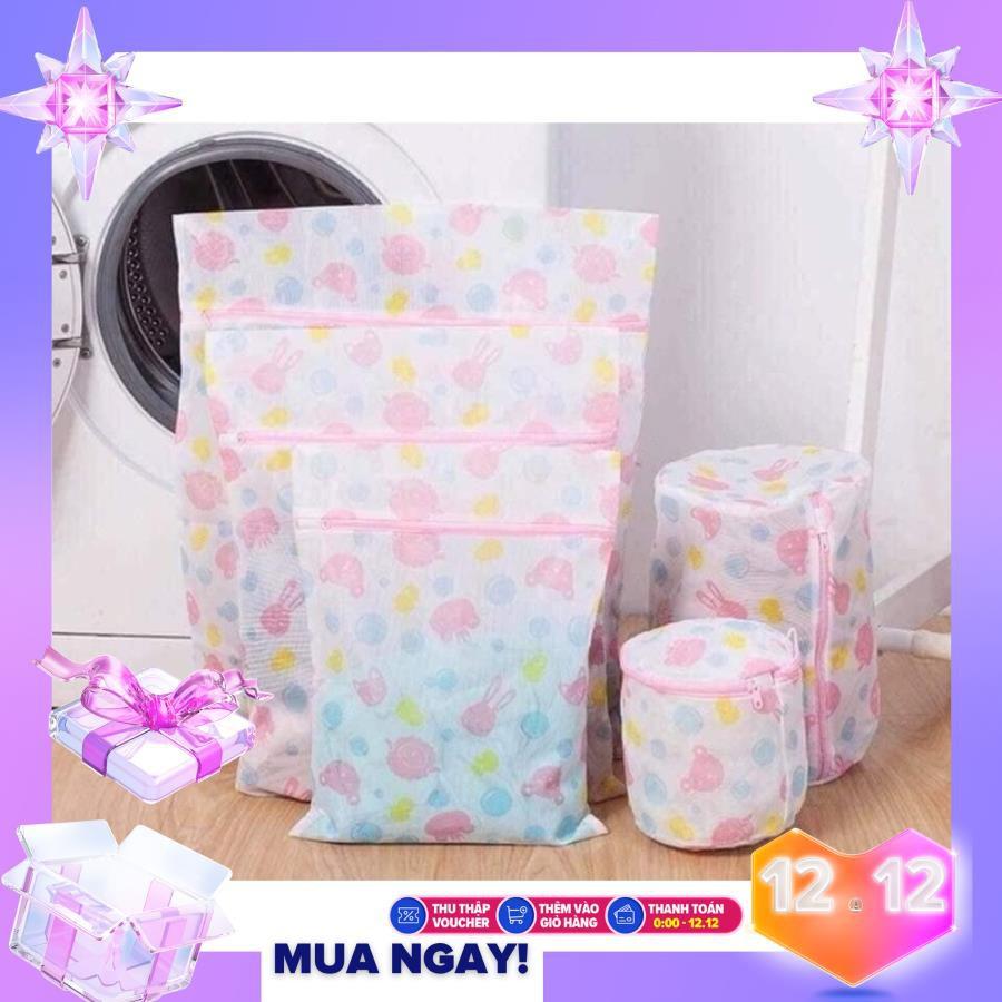 Combo 5 túi lưới giặt đồ bảo vệ quần áo- túi đựng quần áo máy giặt loại cao cấp- Set 5 túi lưới giặt đồ hình hoa