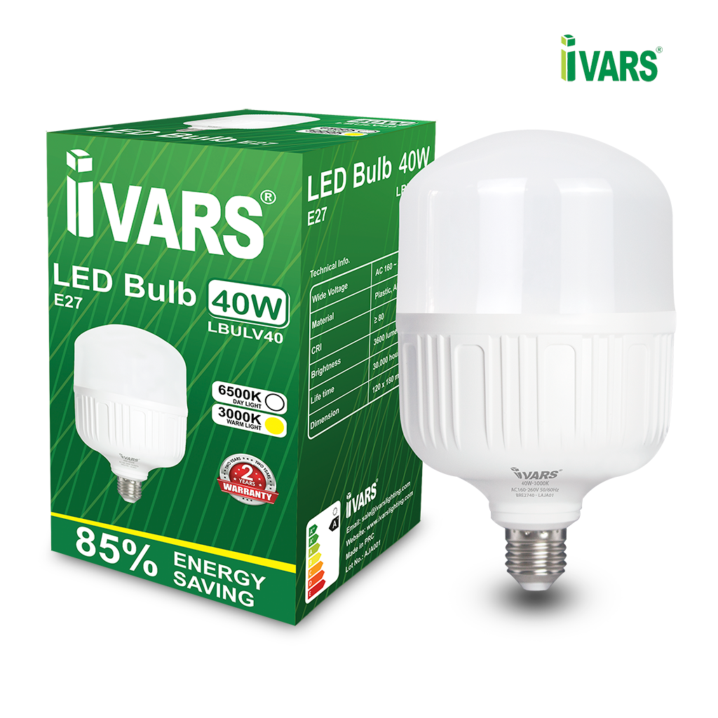 Đèn LED BULB Thương Hiệu IVARS - Công Suất 40W - Hàng chính hãng