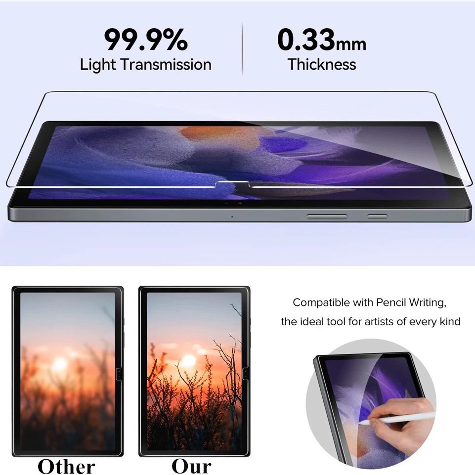 Tấm dán kính cường lực Cho SamSung Galaxy Tab A9 và Tab A9 Plus hãng  Glass Pro độ cứng 9H - hàng chính hãng