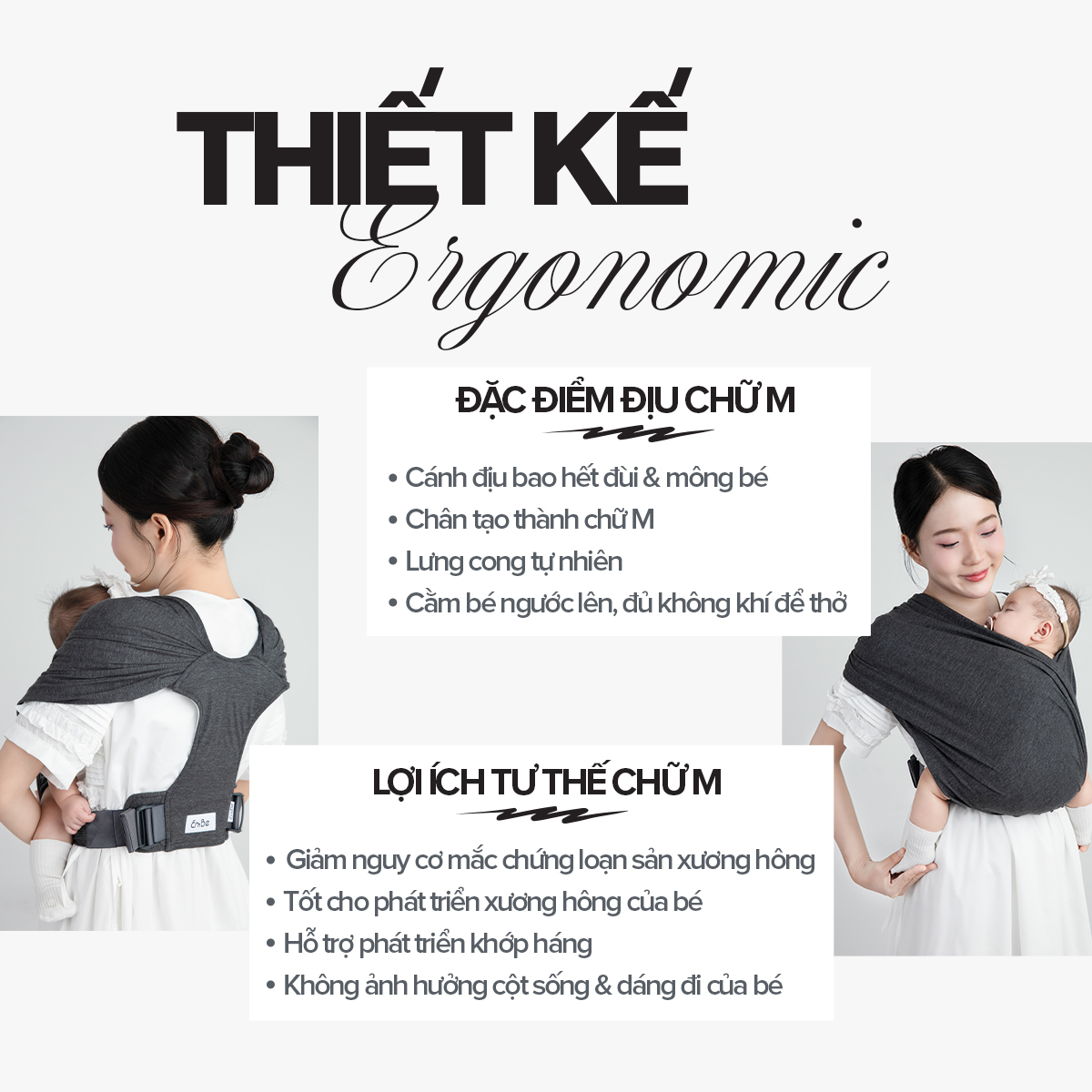 [Thiết Kế Mới - Màu Grey] Địu Vải Em Bé Sling Baby Sling NovaSoft/NovaSoft Plus Dễ Địu Êm Vai An Toàn Cho Bé 0–24 Tháng