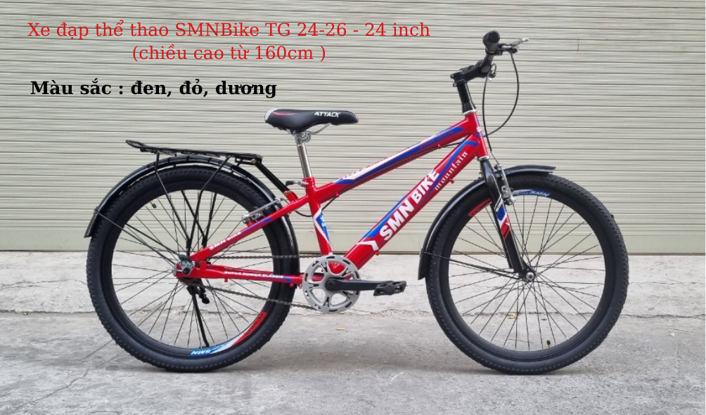 Xe đạp leo núi SMNBike TG 24-26 - 24 inch ( cao 145-167cm ) - Hàng chính hãng