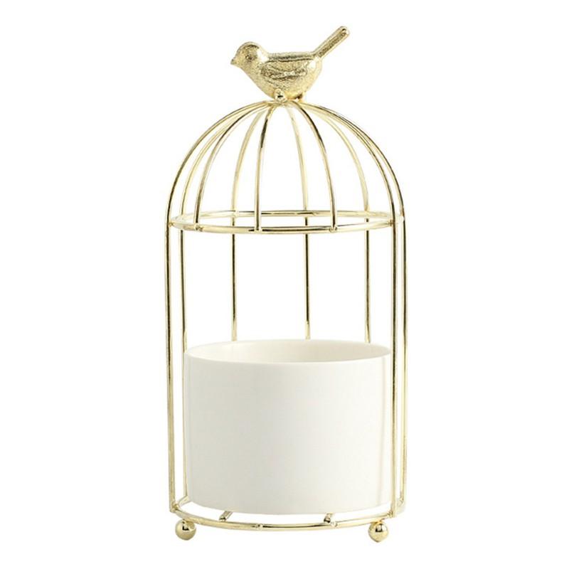 Chậu hoa để bàn hình lồng chim bằng sắt trang trí nội thất