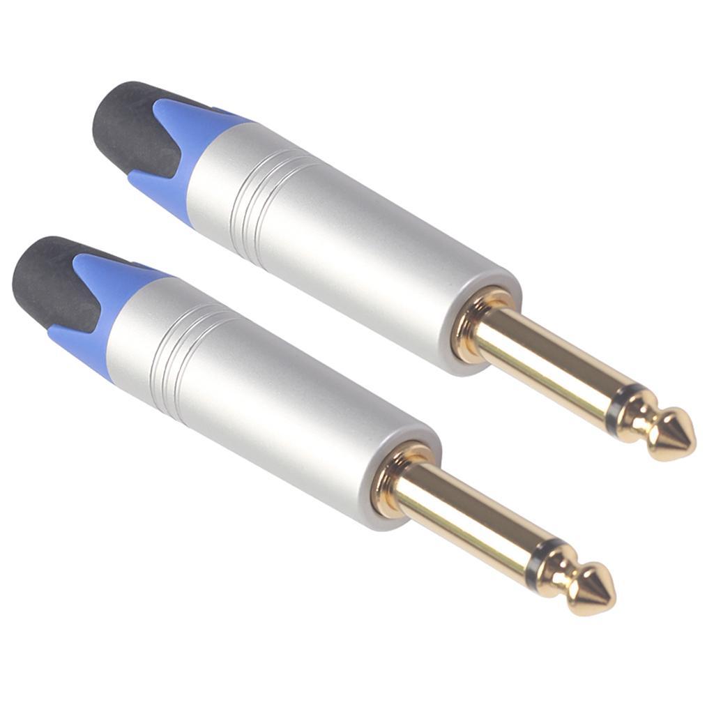 2PCS 1/4'' Male Mono Audio Jack Plug Microphone Guitar Connector Accessory