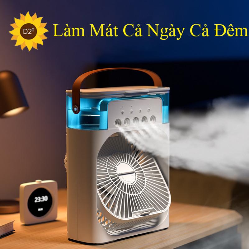 Quạt Điều Hòa Không Khí Thế Hệ Mới, Quạt Phun Sương Thông Minh 5 Cánh Tích Hợp Đèn Ngủ Ban Đêm