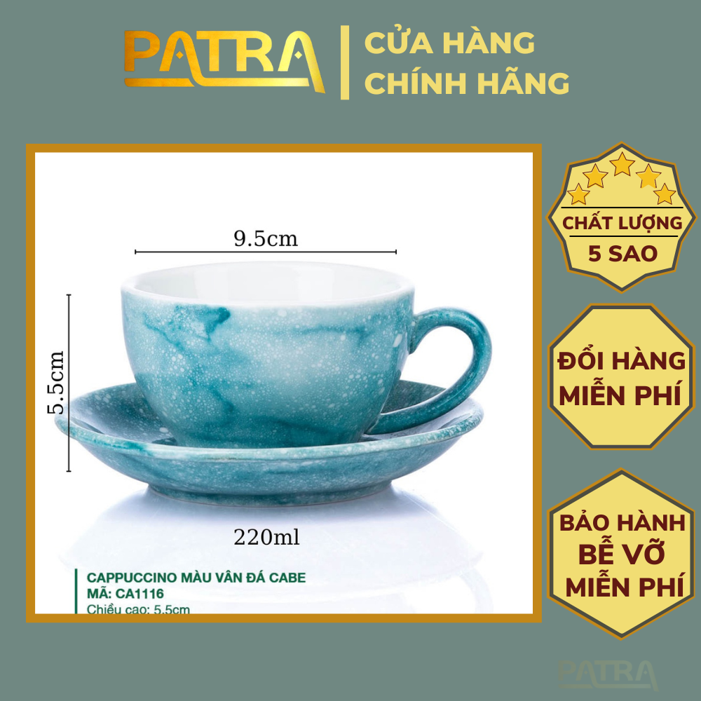 Cốc sứ, Ly sứ vân đá Bát Tràng - ly cà phê Cappuccino Nhật dung tích 220ml, nhiều màu lựa chọn