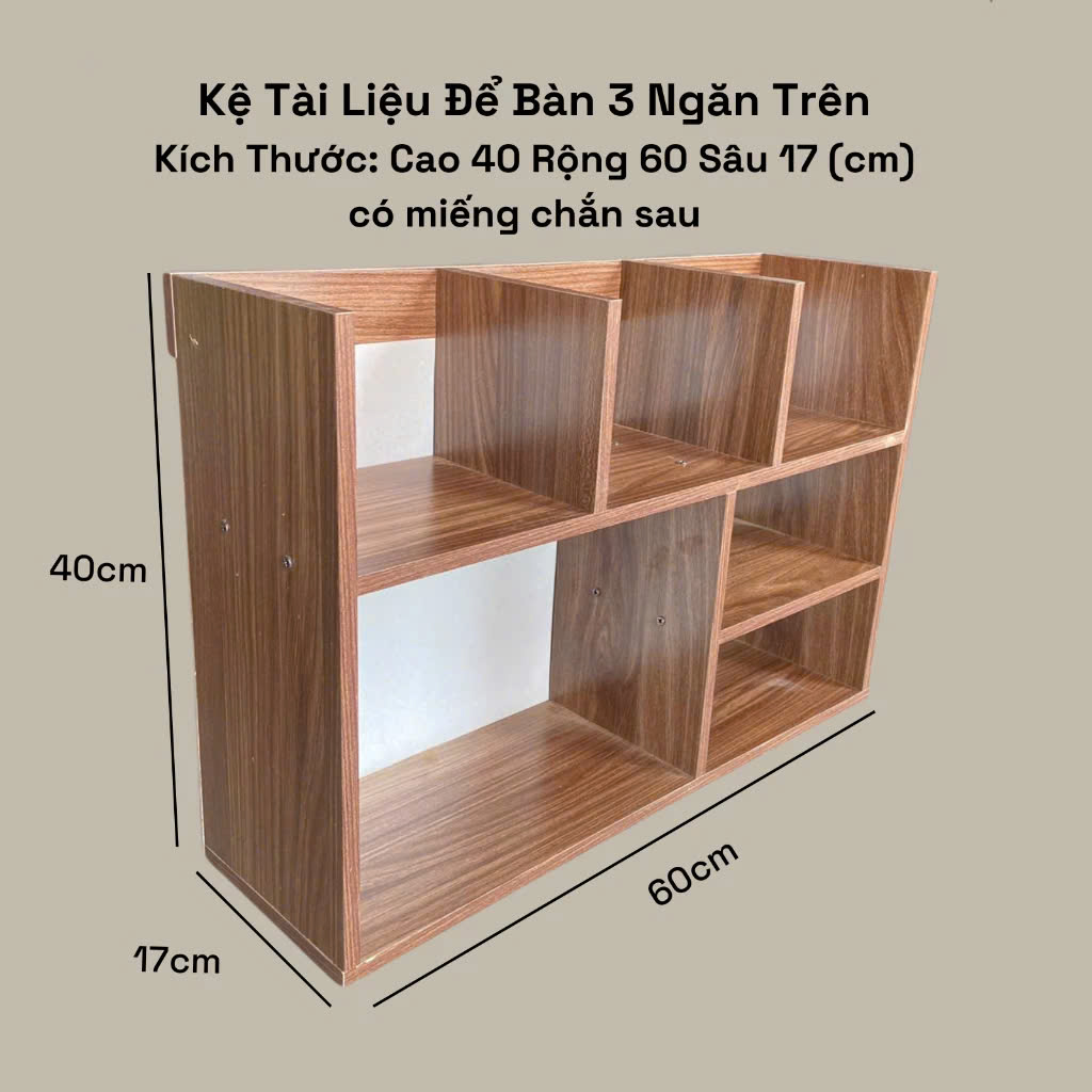 Kệ Sách Gỗ Để Bàn Làm Việc Gía Sách Đa Năng 6 Ngăn Gỗ MDF Dễ Dàng Lắp Đặt