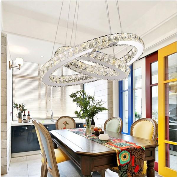 Đèn Thả Pha Lê 2 Vòng, Đèn Thả Trang Trí 3 Chế Độ