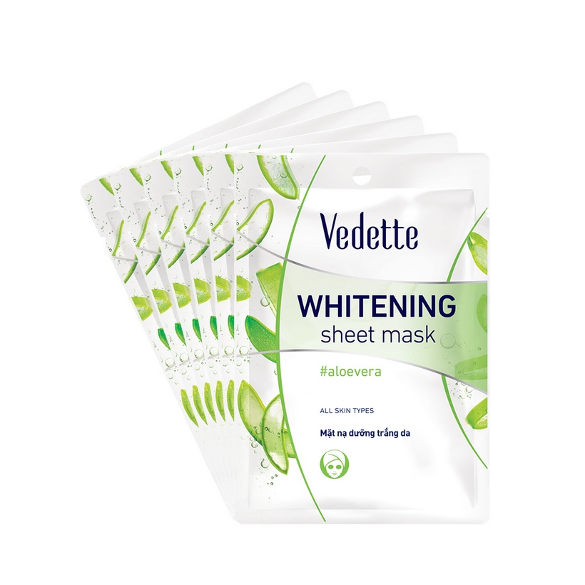 Combo 6 Mặt Nạ Trắng Hồng Tự Nhiên Vedette Whitening Sheet Mask Set (Aloe Vera) 22mlx6