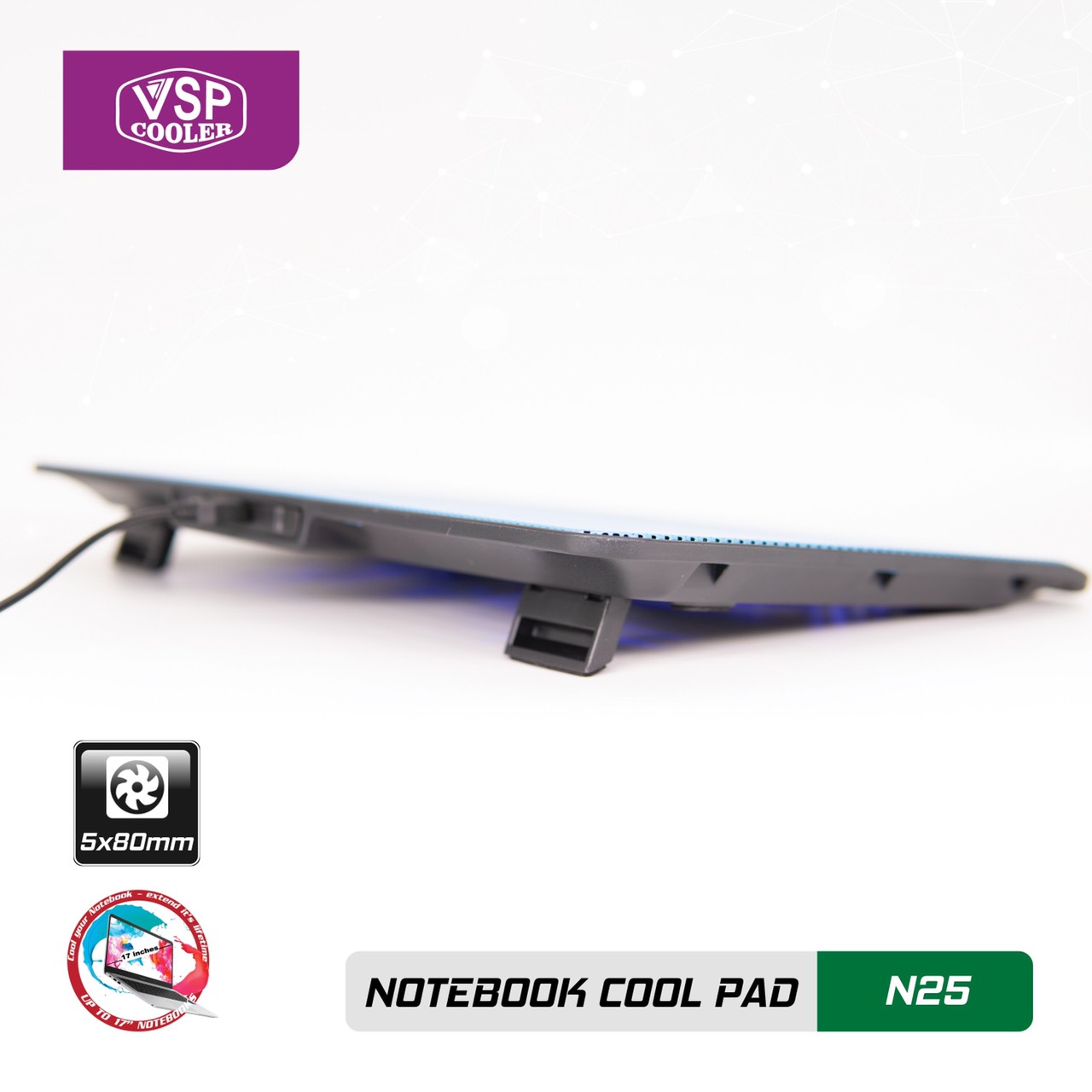 ĐẾ TẢN NHIỆT VSP COOLER N25 (5*Fan 8cm) - giao ngẫu nhiên - hàng nhập khẩu