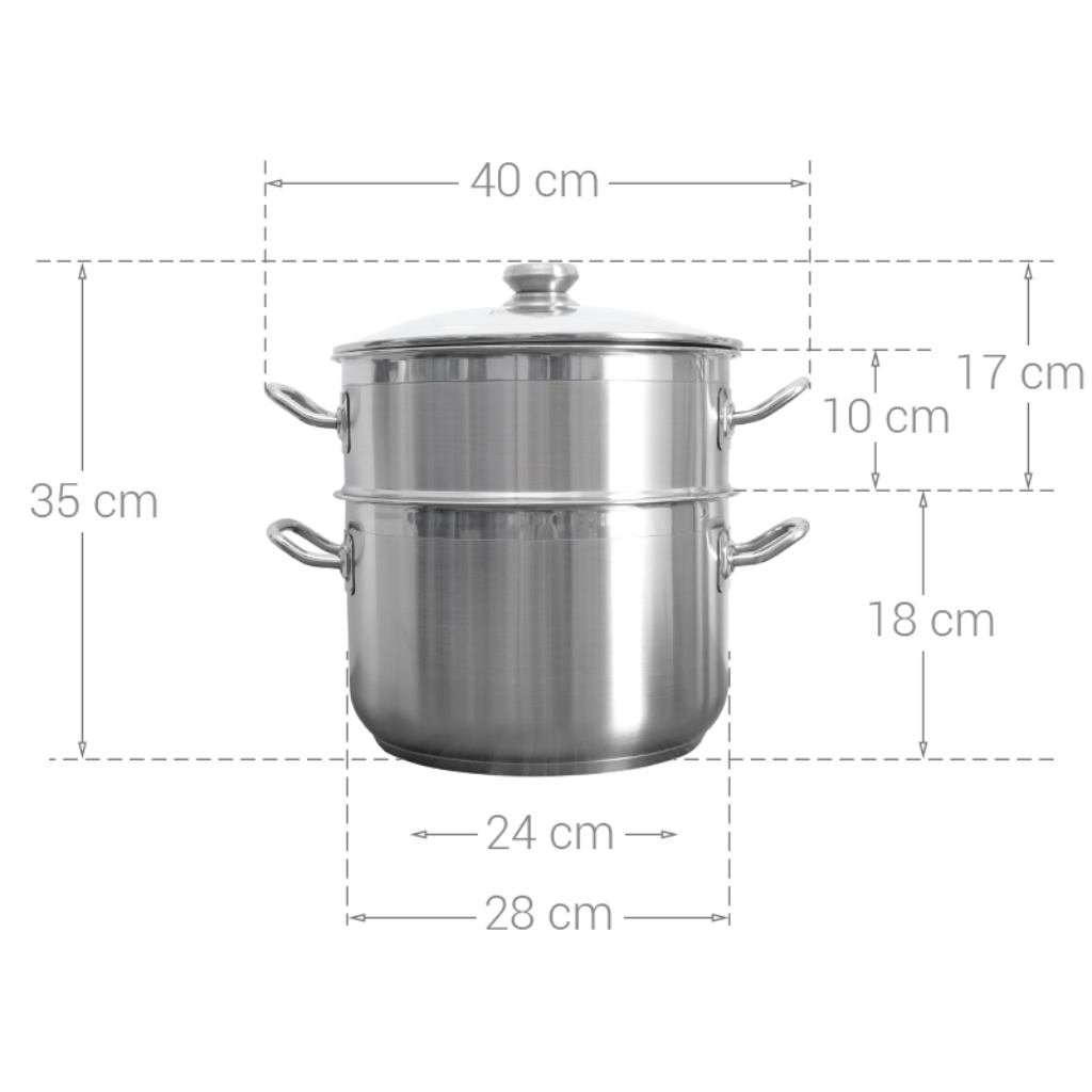 Bộ 2 nồi xửng Fivestar 28cm ST28 nắp kính - Hàng chính hãng