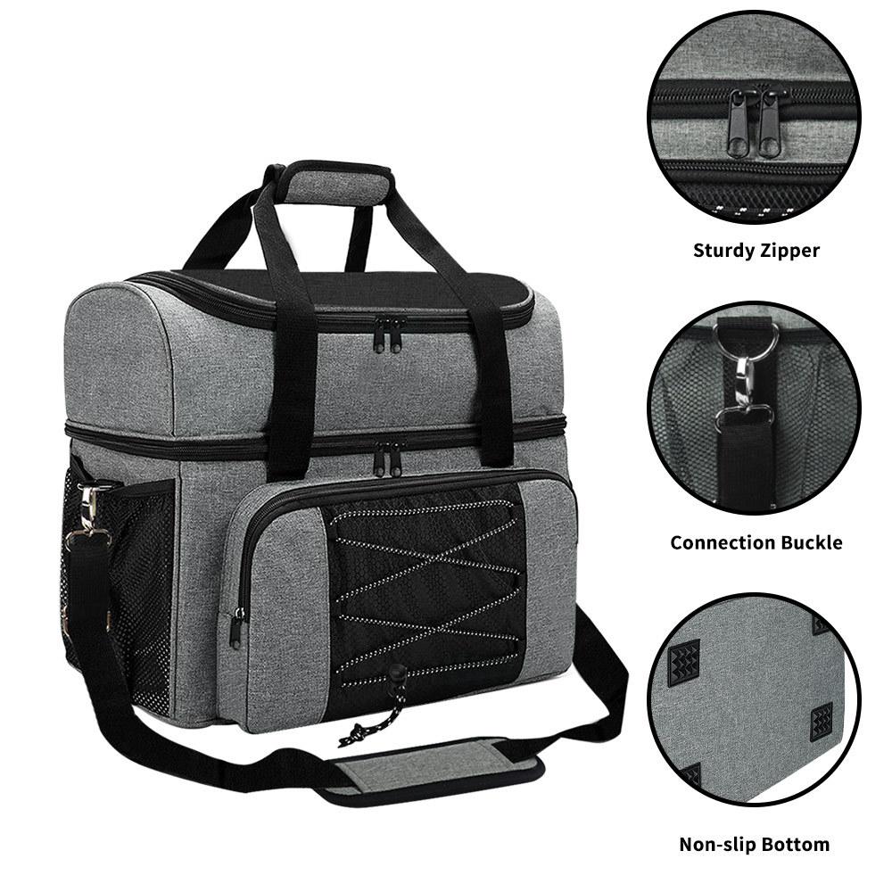 Bowling Bag for 2 Balls Portable Bowling Tote Bag with Padded Ball Holder for Double Ball and Pair of Bowling Shoes
