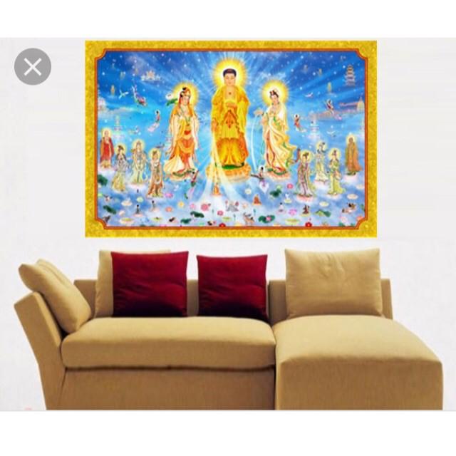 Tranh đá Tây Phương tiếp dẫn thánh chúng DF2924 - kích thước: 130 * 80cm.