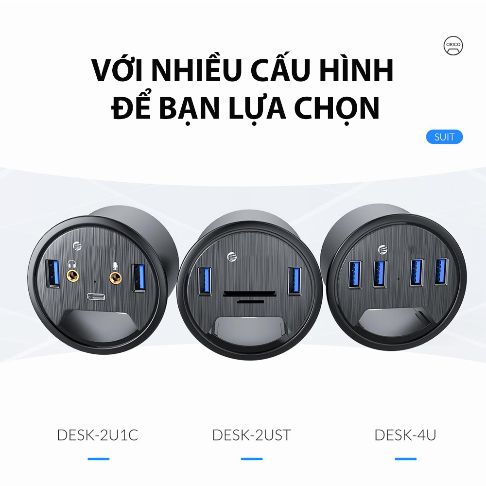 Ổ cắm gắn mặt âm bàn kết nối data gồm 2 USB 3.0, 1 Type C 3.0, 1 cổng tai nghe, 1 cổng Mic, Dan House DESK-2U1C, Tốc độ kết nối lên đến 5Gb/s, hàng chính hãng