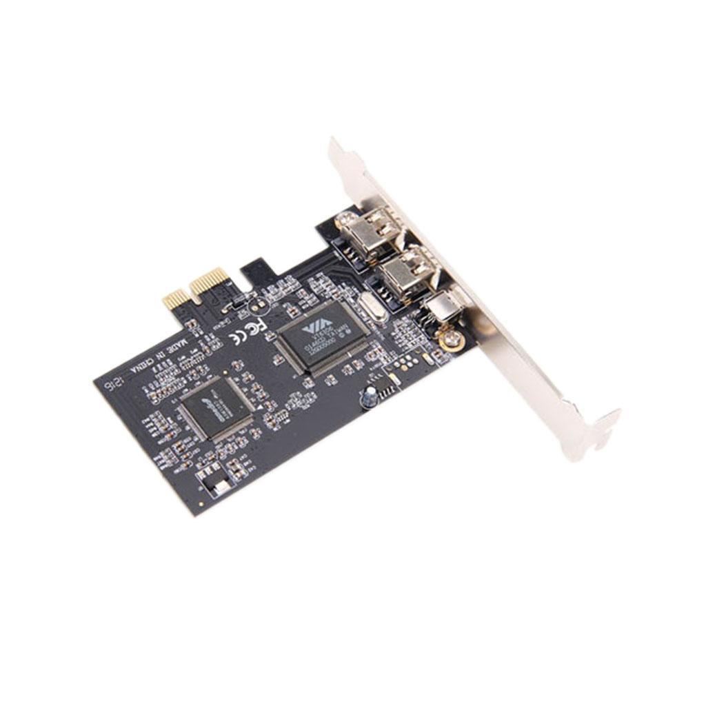 1Pcs PCIe x1   1394 Controller Adapter Card for Desktops