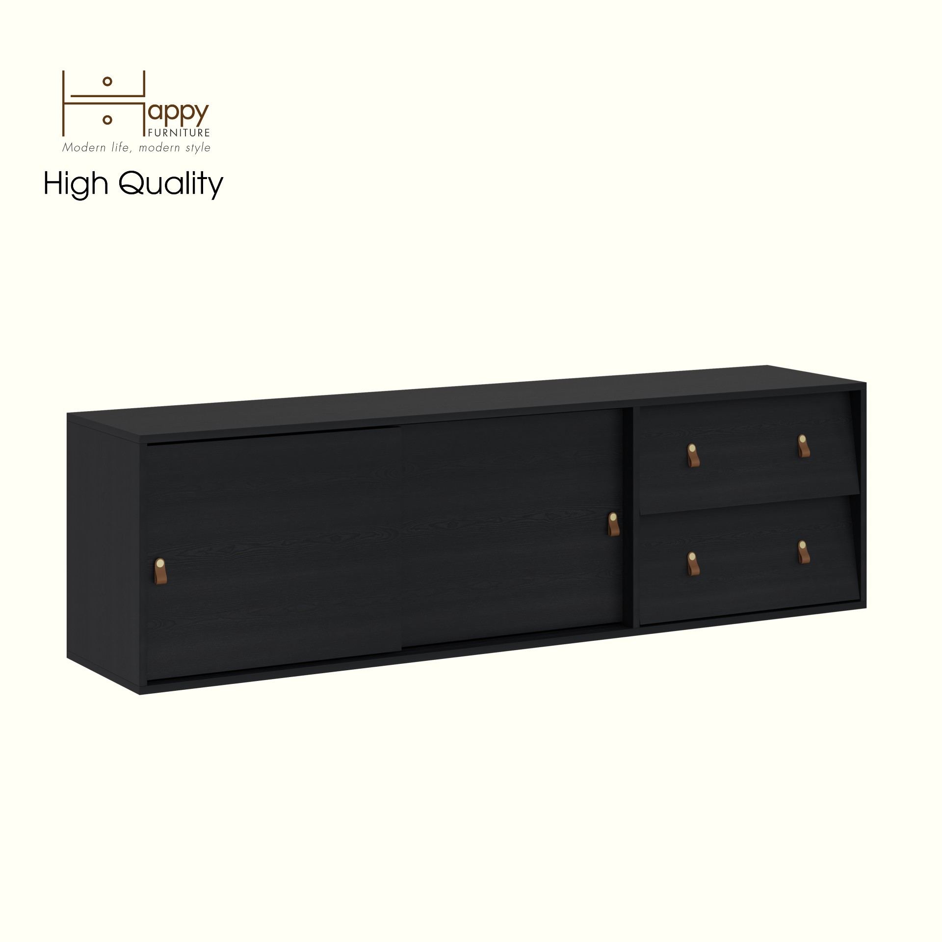 HAPPY FURNITURE , Kệ TV 2 cửa lùa 2 ngăn kéo - CALYN , KTV_100 , 180cm x 40cm x 52cm DxRx