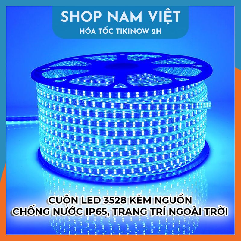 Dây Led 3528 Kèm Nguồn, Led Chống Nước Trang Trí Ngoài Trời, Hắt Trần, Quấn Cây - Chính Hãng NAVIVU