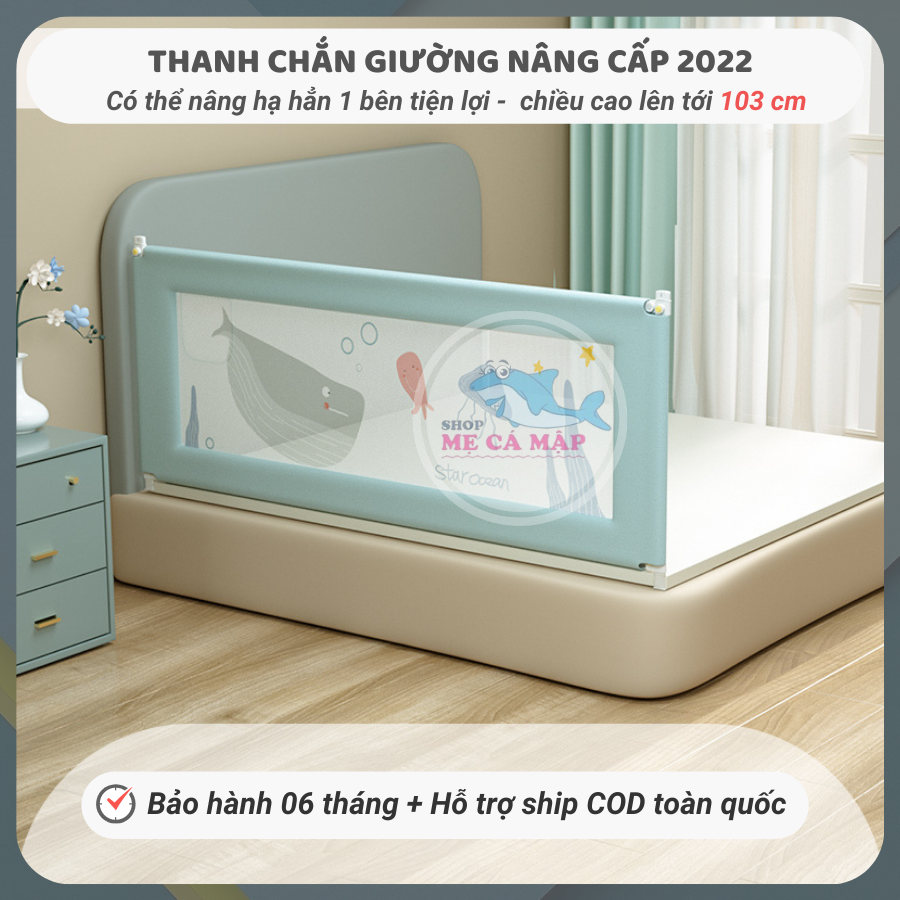 Thanh chặn giường nâng hạ 1 bên, thanh chắn giường cao 103cm có 3 màu