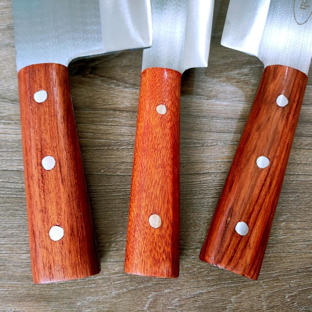 Dao làm bếp bộ 3 dao làm bằng thép trắng không gỉ, được rèn thủ công 100% tại làng rèn lý