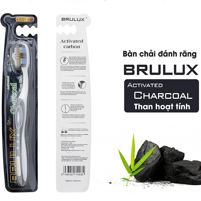 Bàn chải đánh răng Brulux Activated Charcoal than hoạt tính