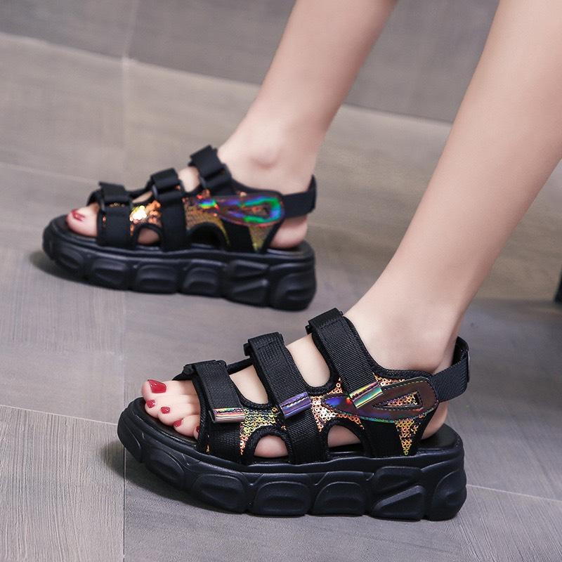 Sandal nữ 3 quai ngang đen có quai hậu sau sandal ulzzang đi học mã GSN10