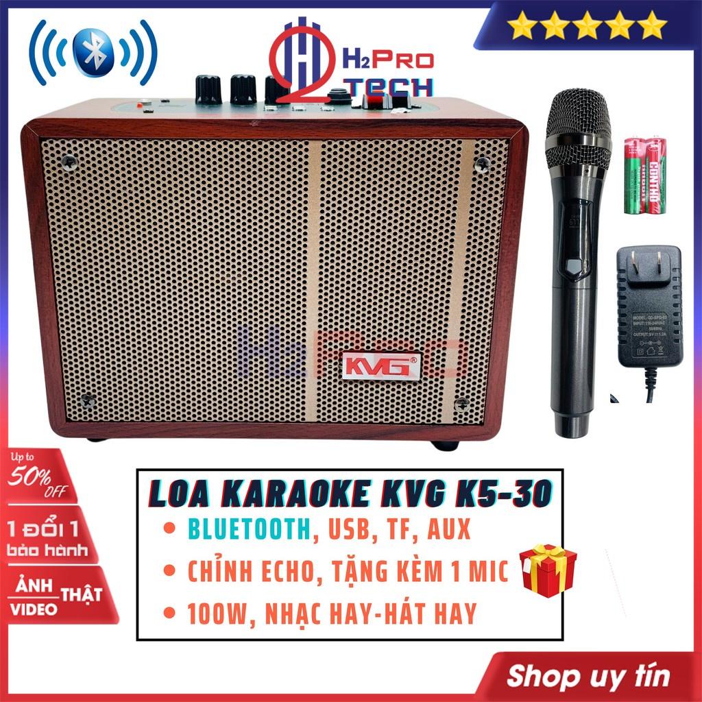 Loa Karaoke Bluetooth, Loa Không Dây Karaoke Kvg K5-30 100W Cao Cấp Aux, Usb, TF, Tặng Kèm 1 Micro Không Dây-H2Pro Tech