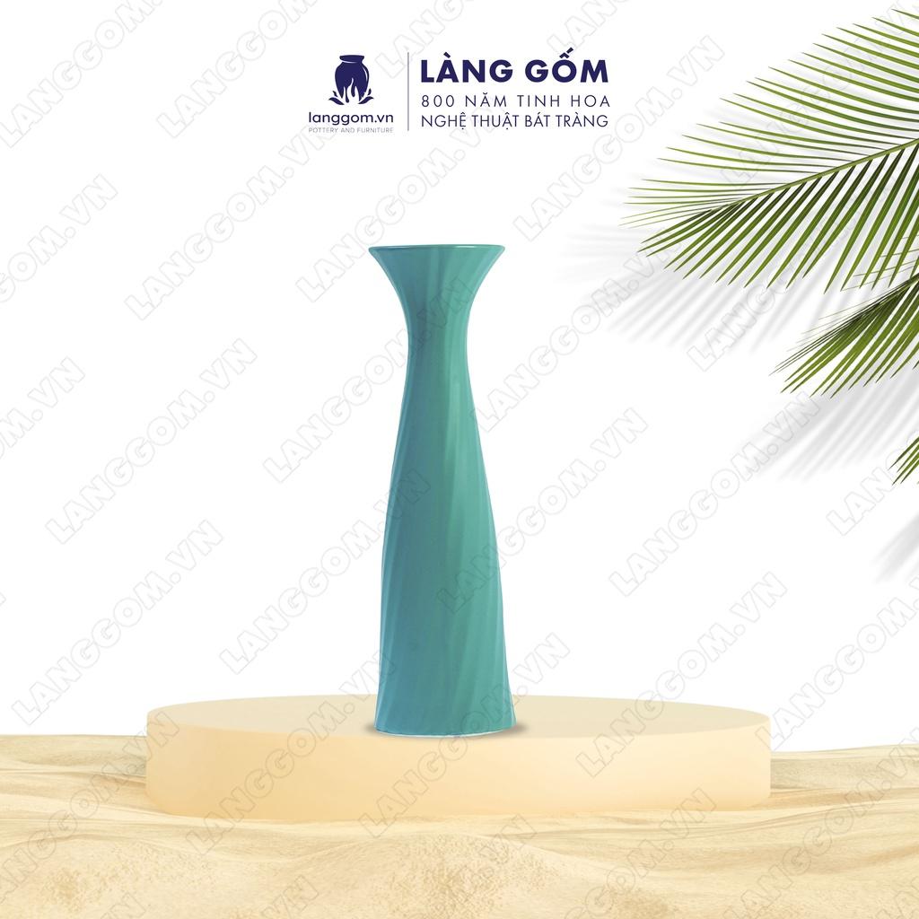 Bình hoa, lọ hoa Gốm sứ Bát Tràng cao cấp Men mát khăn vặn dùng làm quà tặng, trang trí - Làng Gốm Bát Tràng