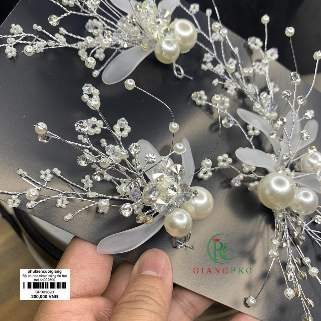 Bộ ba mẫu cài tóc cô dâu mới nhất t112019 Giangpkc sp002689