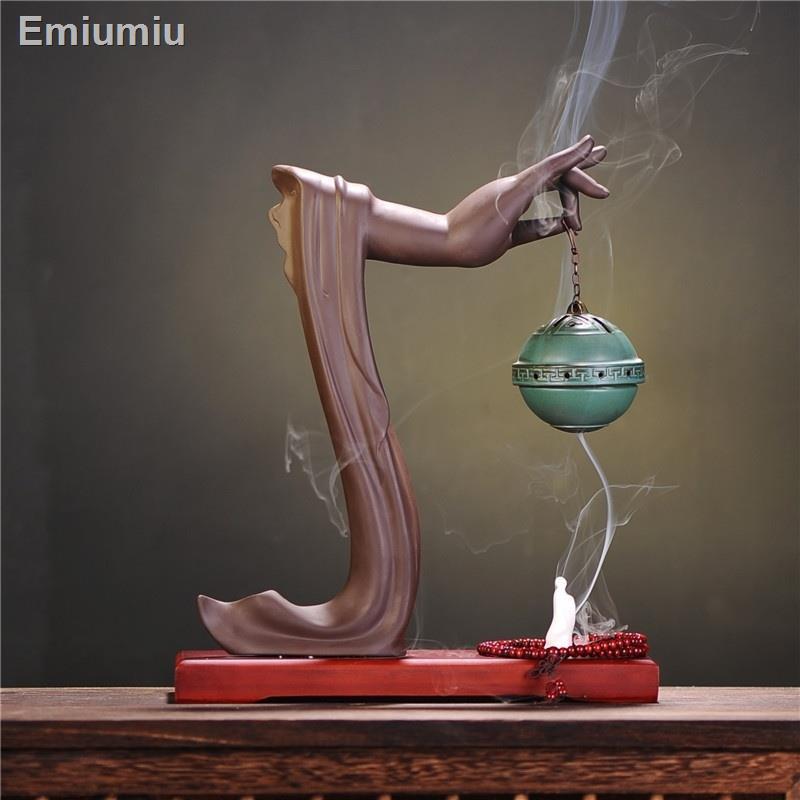 ☼Dòng chảy ngược Thắp hương Trang trí sáng tạo Lotus Zen Avalokitesvara Buddha Hand Home
