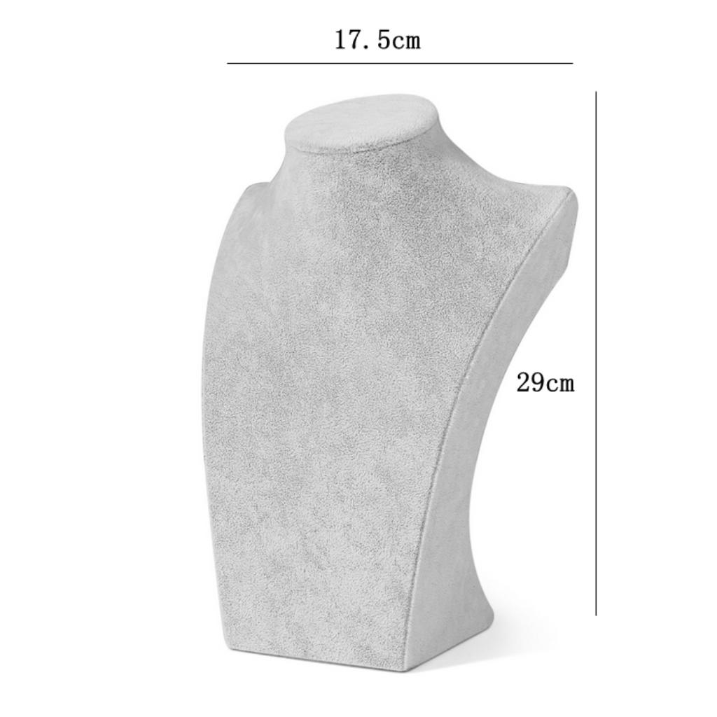 Set of 2 Velvet 3-Dimensional Necklace Jewelry Display Bust Stand Pendant Holder