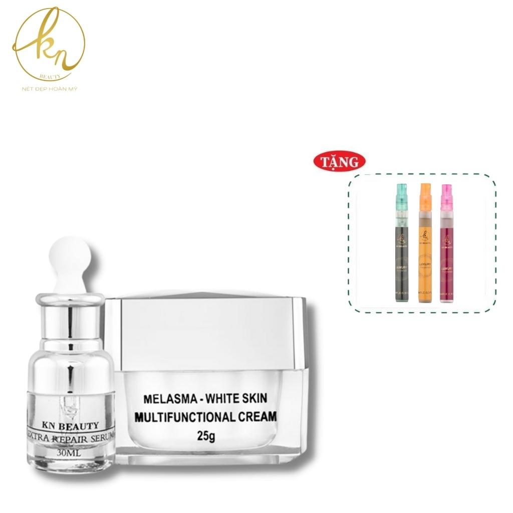 Bộ 2 sản phẩm Trắng Da Ngừa Nám KN Beauty chuyên sâu: Kem dưỡng 25g + Serum 30ml (Quà Tặng Nước Hoa)