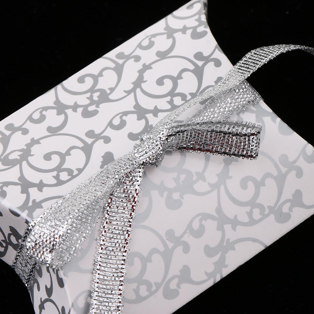 10pcs Pillow Shaped Candy Gift Boxes Wedding Birthday Party Favors Silver