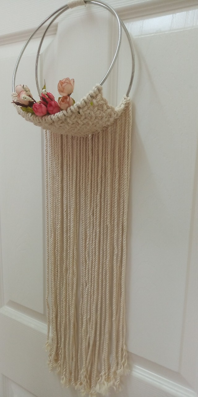 Giỏ treo trang trí lẵng hoa giỏ treo cây không khi khung tròn tết dây thủ công macrame