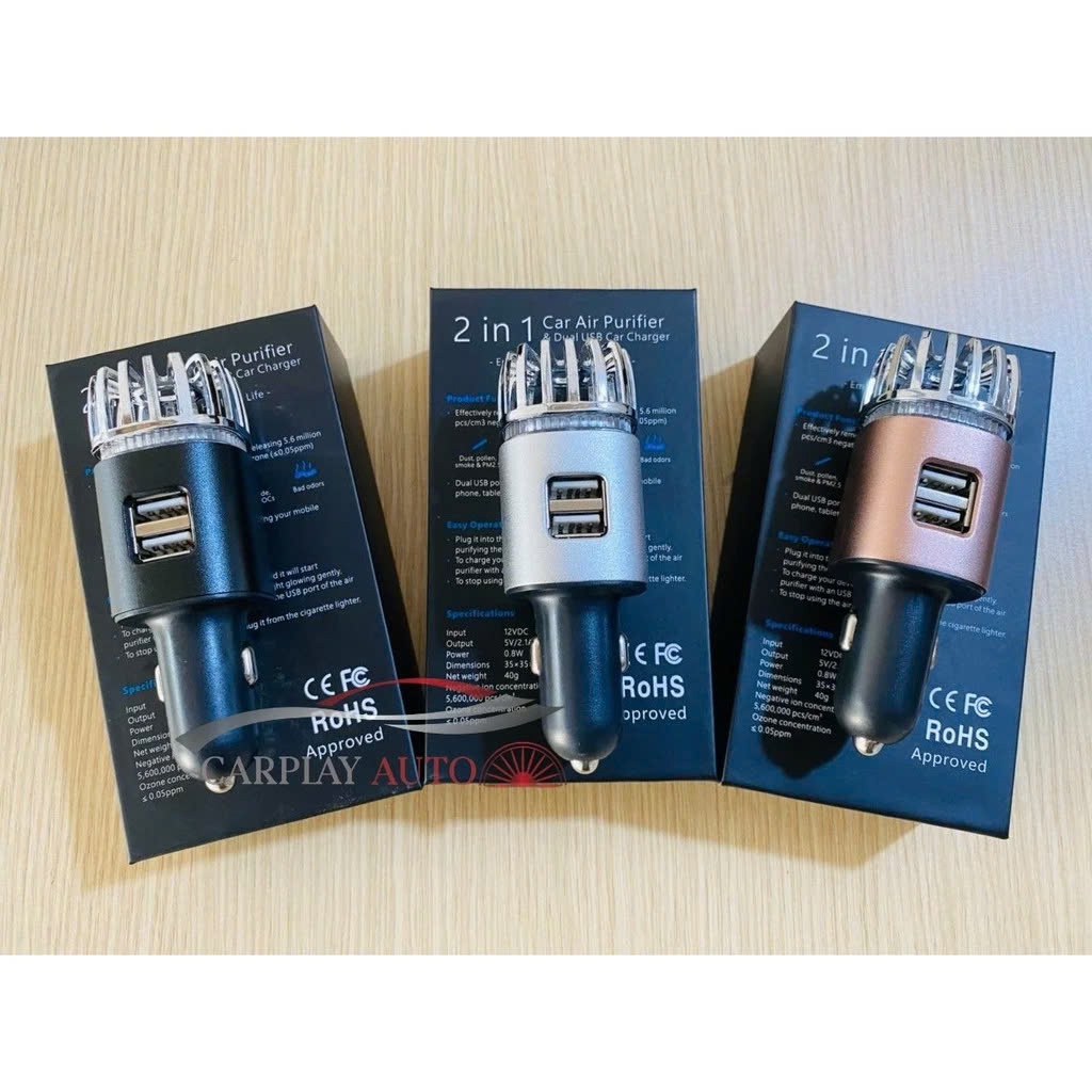 Máy Lọc KhônngKhí ÔTo Tạo Ion Âm – Khử Mùi, Kháng Khuẩn, Kèm 2 Cổng Sạc USB, đèn ốp trần