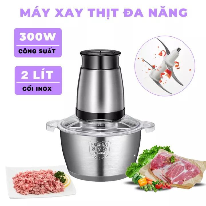 Máy Xay Thịt Cối Inox 4 Lưỡi Đa Năng, xay thịt, xay tỏi ới, xay rau củ quả