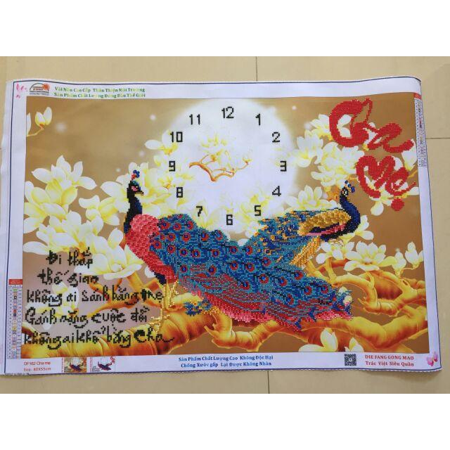 Tranh Đính Đá CHA MẸ CÔNG . Kích Thước: 80cm x 55cm