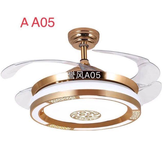 Quạt trần đèn giấu cánh trang trí phòng khách, phòng ngủ 6 tốc độ gió, động cơ DC tiết kiệm điện SA05