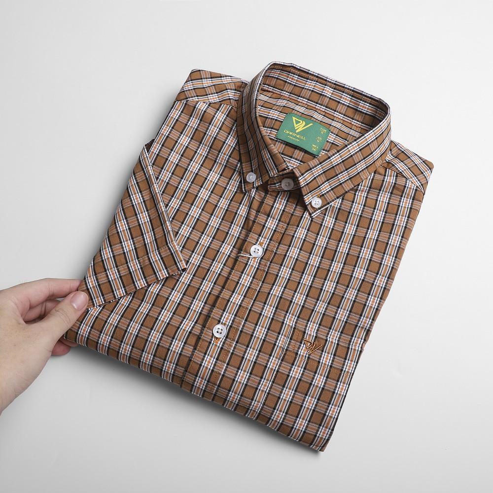 Áo sơ mi tay ngắn nam cao cấp kẻ caro chất cotton bền đẹp chính hãng DARNELL DN0041
