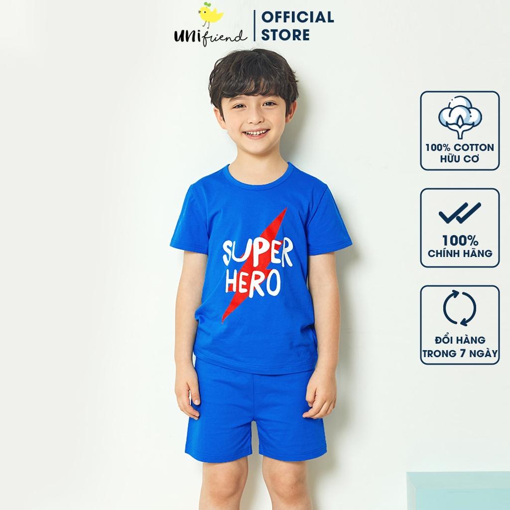 Bộ đồ ngắn tay mặc nhà cotton mịn cho bé trai U3024 - Unifriend Hàn Quốc, Cotton Organic