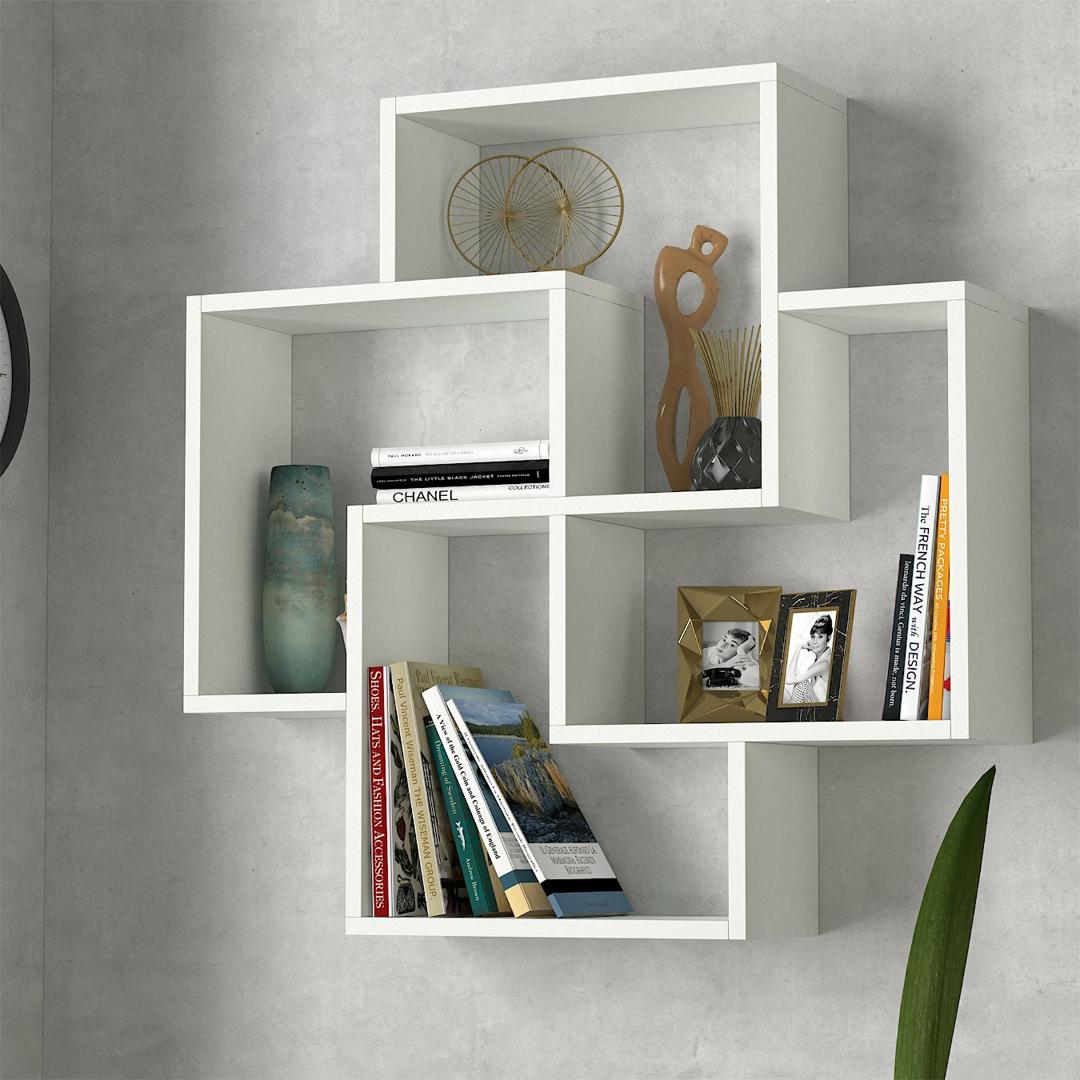 Kệ gỗ treo tường trang trí hiện đại SMLIFE Worthington | Gỗ MDF dày 17mm chống ẩm | D88.5xR20xC88.5cm